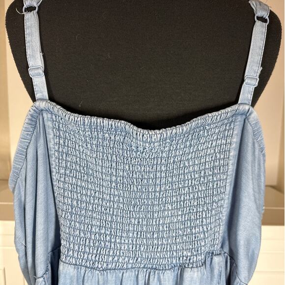 Torrid Tea Length Chambray Button Front Midi Dress Blue Sleeveless Sz 4X Casual - Picture 8 of 16